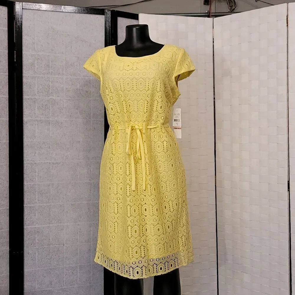 BRAND NEW R&K HIDDEN ZIPPER CLOSURE ROUND NECKLINE SHEATH LACE DRESS - Picture 11 of 15